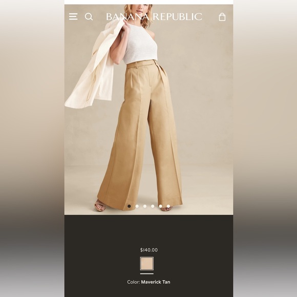 STILL AVAILABLE NWT! Banana Republic Maverick Tan Cruise Wide Leg Pants - Picture 7 of 9